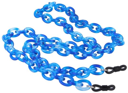 Fröhliche Brillenkette KC10 mit Gummischlaufe und Stopper im schimmernden Blau
