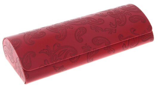 Stilvolles Brillenetui SINFONIE in Bordeaux mit eleganter Blumen - Prägung