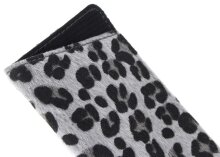 Graues Einstecketui KENIA mit Kunstfell-Bezug in angesagtem Leo-Design