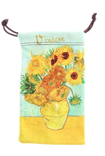 FRIDOLIN Microfaser -  Beutel Vincent van Gogh " Sonnenblumen"  für Brillen und Zubehör