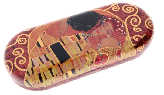 FRIDOLIN Hartschalen-Brillenetui - Gustav Klimt "Der Kuss" - aus robustem Metall