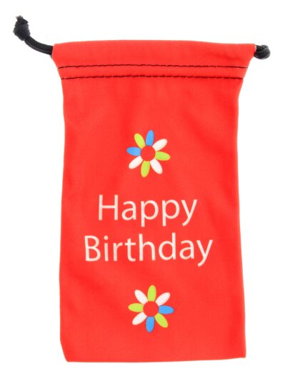 FRIDOLIN Microfaser-Beutel FLOWERS in Rot-Weiß für die Brille Happy Birthday