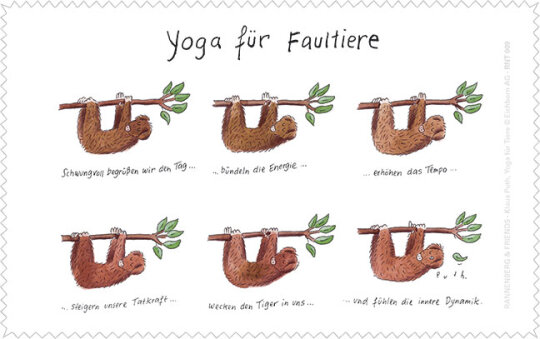 Microfasertuch / Brillenputztuch von Rannenberg & Friends "Yoga für Faultiere"