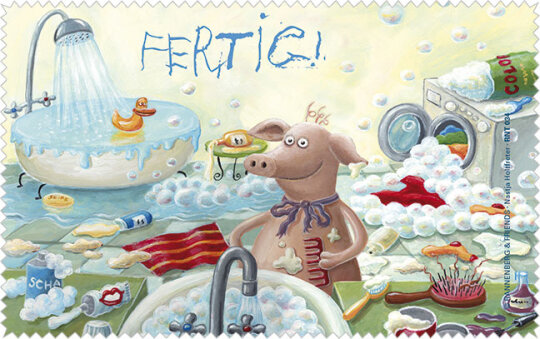 Witziges Microfasertuch / Brillenputztuch von Rannenberg & Friends "Fertig"