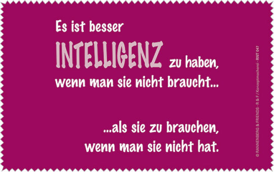 Microfasertuch / Brillenputztuch von Rannenberg & Friends "Intelligenz"