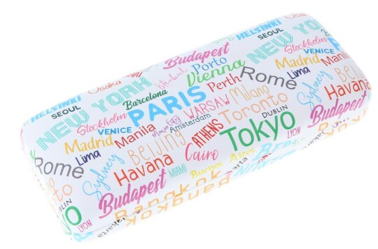 Schickes Hartschalenetui VOYAGE mit modernem Kalligrafie-Motiv und Metallscharnier