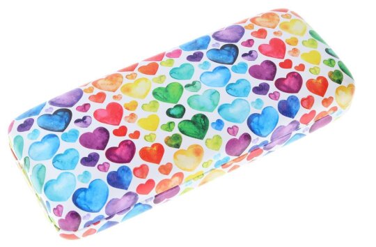 Schickes Hartschalenetui VOYAGE mit modernem Hearts-Motiv und Metallscharnier