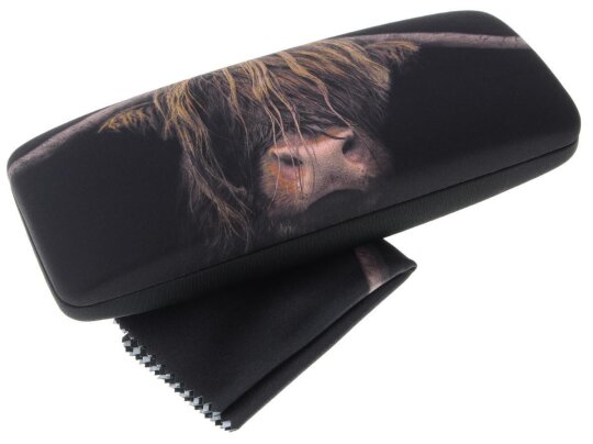 Hochwertiges Hartschalen-Etui NAIROBI mit Rinder-Motiv und Microfasertuch