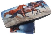 Hochwertiges Hartschalen-Etui NAIROBI mit Pferde-Motiv und Microfasertuch
