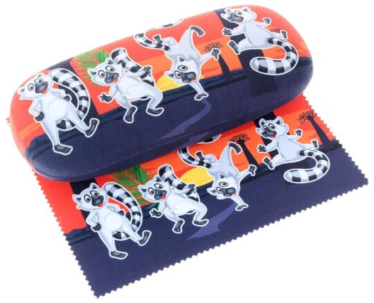 Tanzende Madagaskar Lemuren Hartschalenetui für Kinder mit Microfasertuch