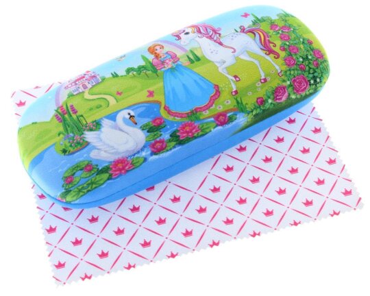 Prinzessin mit Einhorn - Hartschalenetui für Kinder mit Microfasertuch