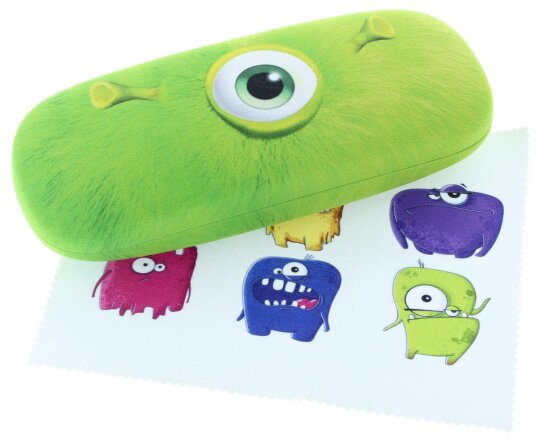 Monster AG Grün Einauge - Hartschalenetui für Kinder mit Microfasertuch