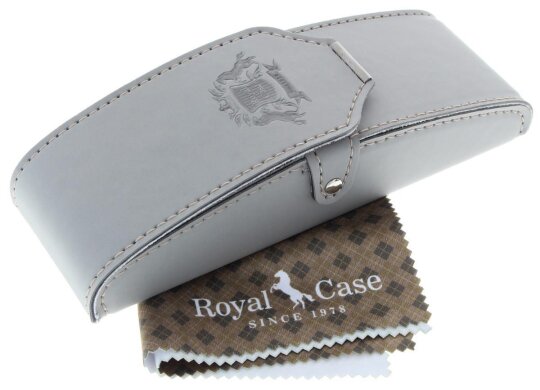 Elegantes Kunstleder Steck - Etui mit Druckknopfverschluss in Grau inkl. Microfasertuch
