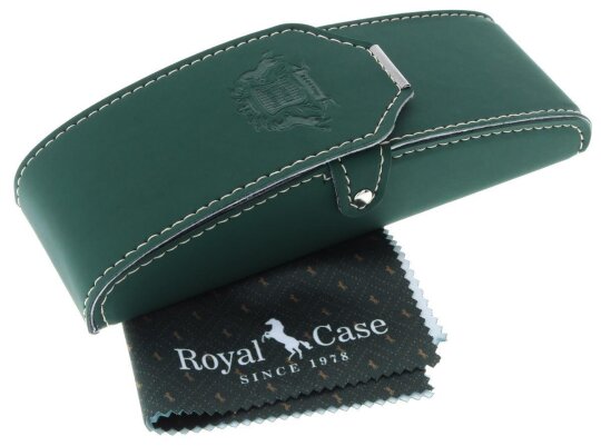 Elegantes Kunstleder Steck - Etui mit Druckknopfverschluss in Dunkelgrün inkl. Microfasertuch