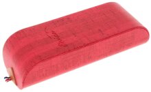 Rotes Kunstleder Klappetui mit schicker Holzoptik und...