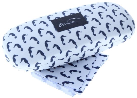 Seepferdchen Hartschalenetui im Maritim Design mit Microfasertuch