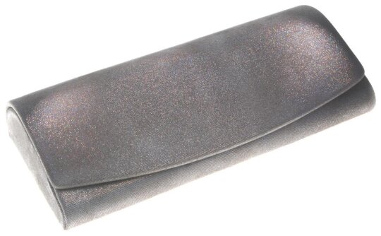 Elegantes Echt-Leder Brillenetui im Grau - Metallic Look mit Magnetverschluss und Microfasertuch