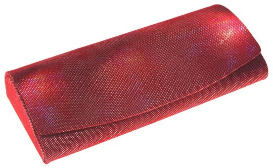 Elegantes Echt-Leder Brillenetui im Rot - Metallic Look mit Magnetverschluss und Microfasertuch