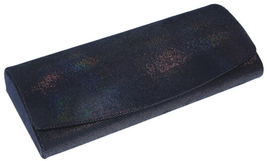 Elegantes Echt-Leder Brillenetui im Blau - Metallic Look mit Magnetverschluss und Microfasertuch