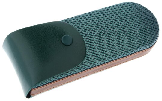 Hartschalen-Einstecketui mit Clip und Druckknopf in Grün/Braun