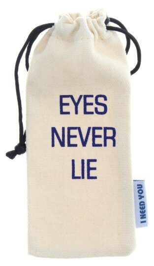 Brillenbeutel / Stecketui aus Naturfaser CANNY mit Slogan - EYES NEVER LIE in Beige