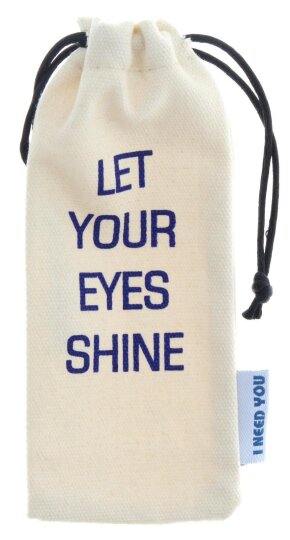 Brillenbeutel / Stecketui aus Naturfaser CANNY mit Slogan - LET YOUR EYES SHINE in Beige
