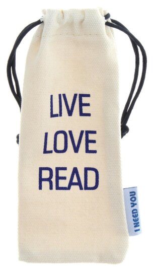 Brillenbeutel / Stecketui aus Naturfaser CANNY mit Slogan - LIVE LOVE READ in Beige