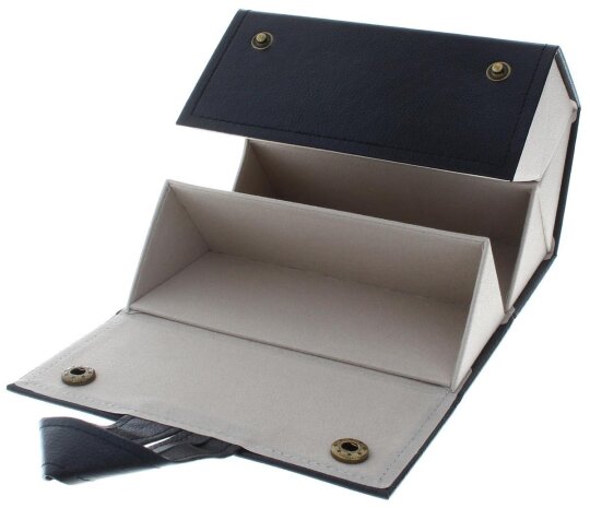 Kunstleder Brillenbox für fünf Brillen mit robustem Druckknopf Schwarz / Grau