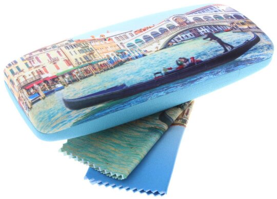 Wunderschönes Hartschalen-Brillenetui TOURIST mit weichem Microfaserbezug mit Motiv Venedig