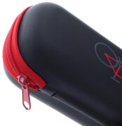 Stylisches Reißverschluss - Brillenetui BIKE aus Kunstleder mit Fahrradlogo in Schwarz - Rot