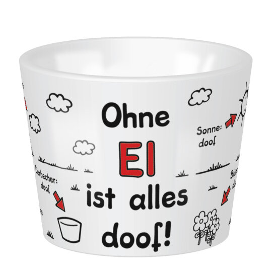 SHEEPWORLD - lustiger Eierbecher "OHNE EI IST ALLES DOOF" aus robustem Porzellan