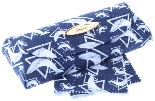 Elegantes Mikrofaser-Brillenetui mit hübschem Wal-Motiv und Magnetverschluss