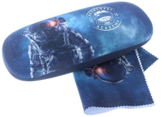 Stylisches Astronauten-Hartschalenetui inklusive passendem Microfasertuch