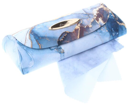 Dunkelblaues Microfaser-Brillenetui MARMOR mit hochwertigem Magnetverschluss