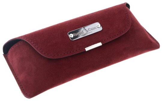 Rotes Wildleder-Brillenetui mit hochwertigem Druckknopf-Verschluss