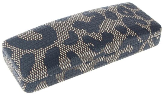 Gemustertes / Geflecktes Hartschalen - Brillenetui Ibiza Safari mit Kunstlederbezug in Schwarz