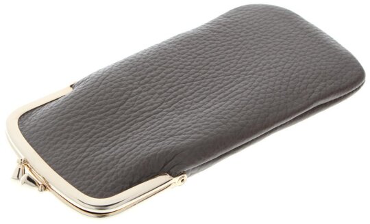 Schönes Stecketui "MARLA" aus Echtleder mit goldenem Schnappverschluss in Taupe