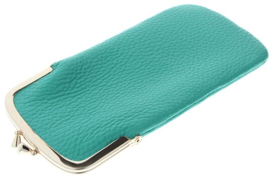 Schönes Stecketui "MARLA" aus Echtleder mit goldenem Schnappverschluss in Emerald