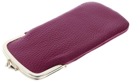 Schönes Stecketui "MARLA" aus Echtleder mit goldenem Schnappverschluss in Dahlia