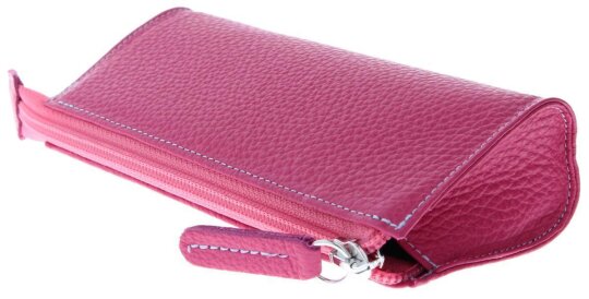 Vielseitiges Taschenförmiges Etui "JOLIE" aus echtem Leder in Orchidea - Pink