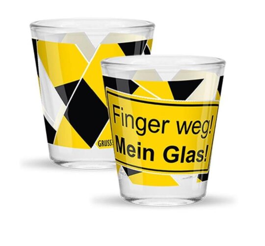 SHEEPWORLD freches Schnapsglas "FINGER WEG!" aus robustem Glas