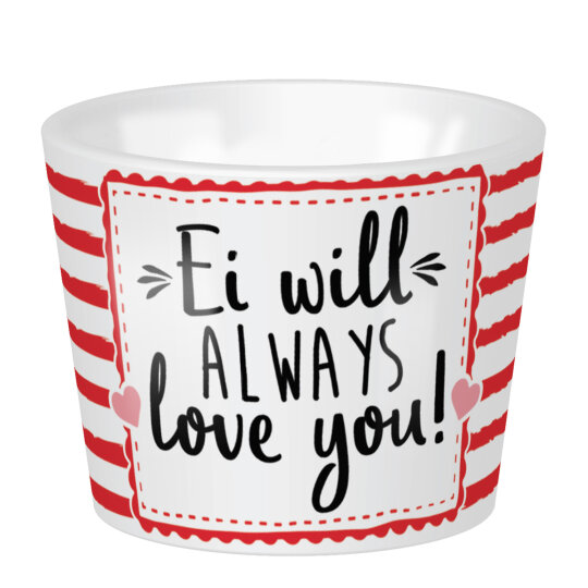 SHEEPWORLD - lustiger Eierbecher "EI WILL ALWAYS LOVE YOU" aus robustem Porzellan