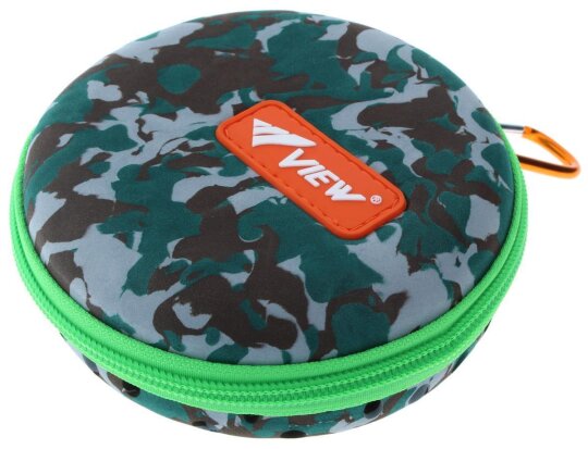 Praktisches rundes Schwimmbrillen - Etui mit Löchern für Wasserablauf in Braun / Grün