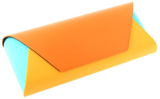 Hübsches Kunstleder - Brillenetui mit Magnetverschluss in Türkis / Orange