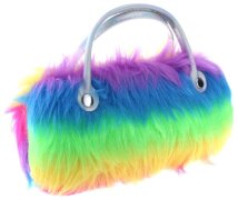 Hübsches flauschiges Brillenetui / Handtasche in Regenbogen