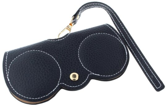 Tolles Lederoptik - Brillenetui mit schönen Highlights in Schwarz