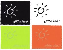 Praktisches Microfasertuch in Schwarz mit Aufdruck...