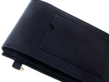 Stilvolle Etui - Tasche in Schwarz aus Kunstleder mit 2 Fächern und Schultergurt
