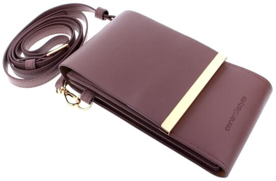 Stilvolle Etui - Tasche in Braun aus Kunstleder mit 2 Fächern und Schultergurt