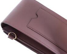 Stilvolle Etui - Tasche in Braun aus Kunstleder mit 2 Fächern und Schultergurt